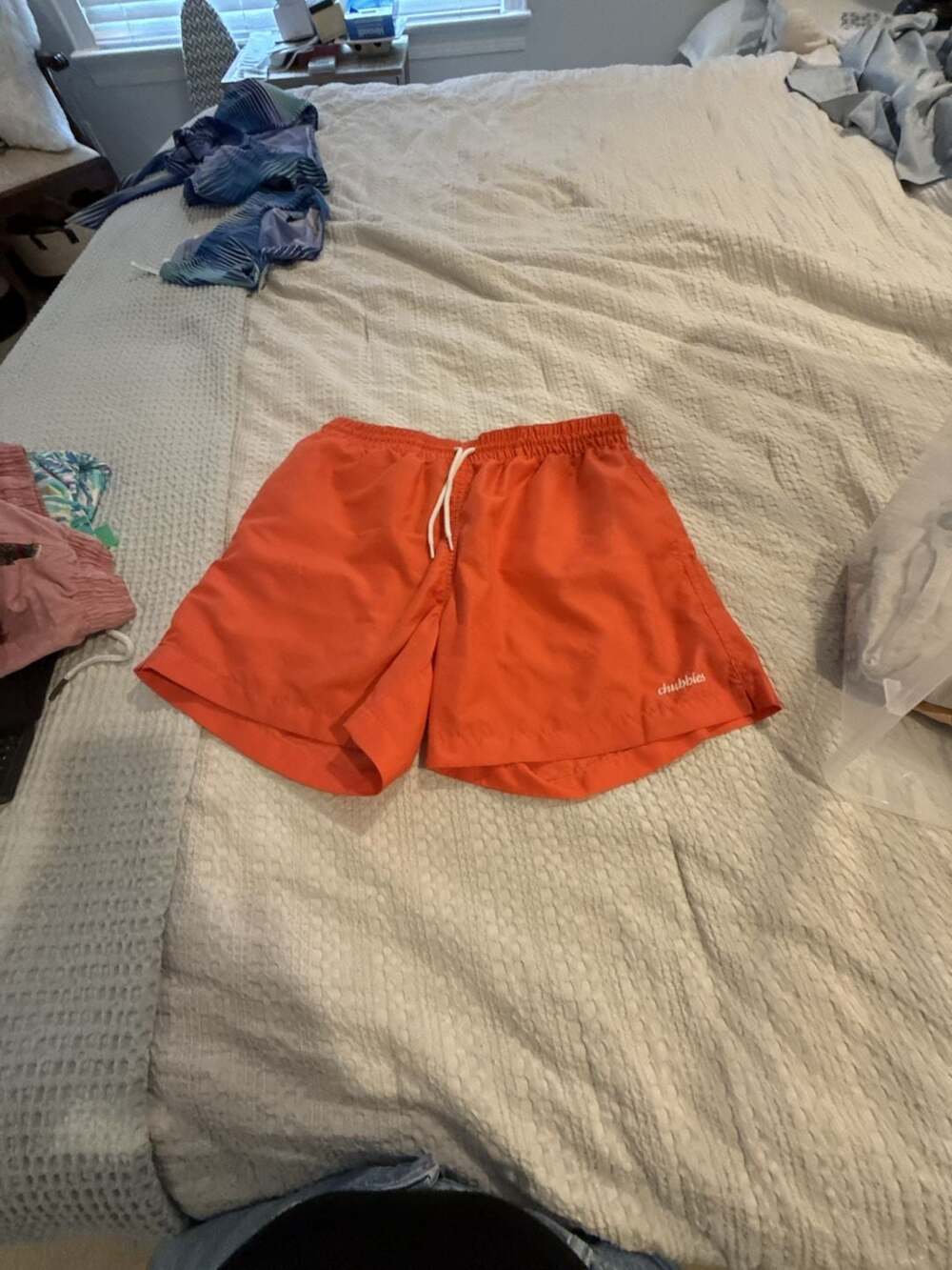 Chubbies Men's Solid Orange Swim Trunks with Drawstring Waist